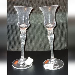2 Mikasa Crystal 1" Candle Stick Holders Icicles Pattern 8" Tall